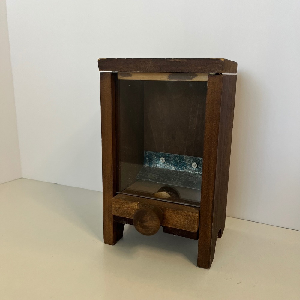 Vintage Wooden Candy Nut Dispenser Farmhouse Rustic Decor Handcrafted Brown